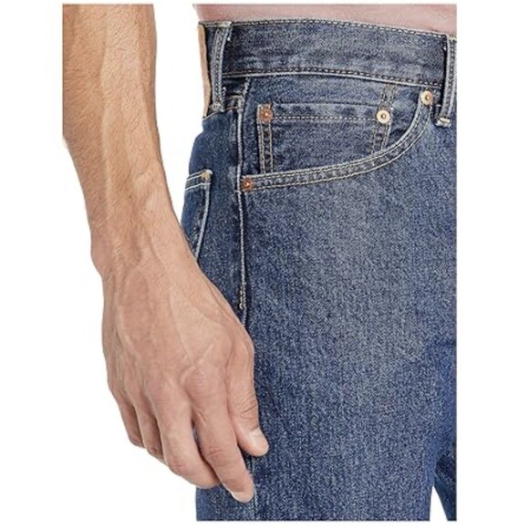 Levis 505 Regular Straight Leg Jeans Size 32x30 Mens Dark Stonewash Cotton NEW - Picture 4 of 5